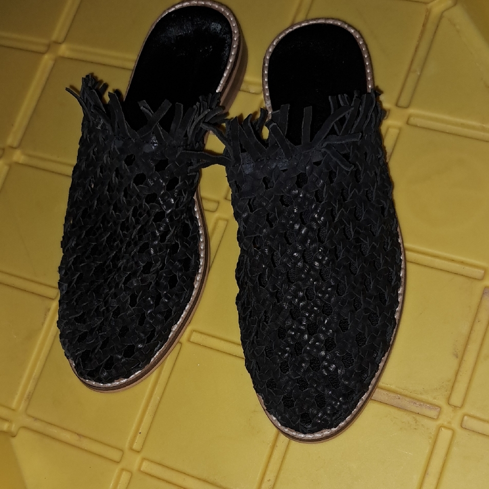 Elegant Black Fringe Mules